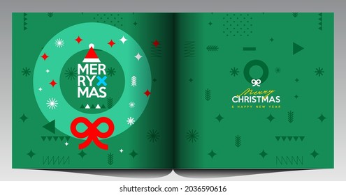 Merry Christmas and Happy New Year! Winter. Holiday Party. Simple background. Trendy style. Cover, invitation or poster design. Vector illustration. 