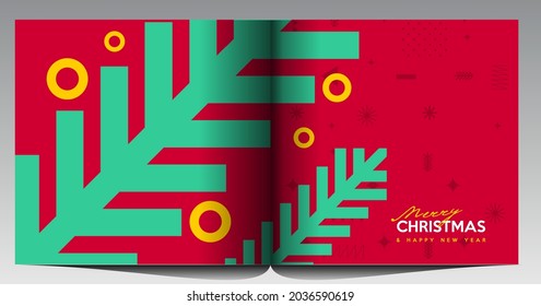 Merry Christmas and Happy New Year! Winter. Holiday Party. Simple background. Trendy style. Cover, invitation or poster design. Vector illustration. 