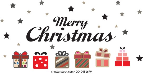 Merry Christmas and Happy New Year. gift box full of stars inside. Holiday banner, web poster, flyer, stylish brochure, greeting card, cover. Xmas background