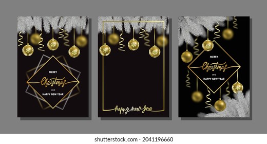 Merry Christmas and Happy New Year Cards set