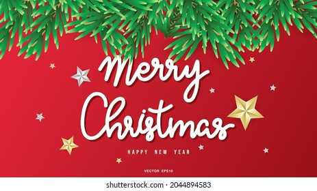 Merry Christmas and Happy New Year  background with leaf pin and element in Christmas holiday , Flat Modern design , illustration Vector EPS 10