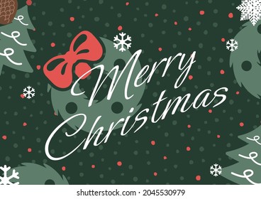 Merry Christmas Happy New Year Typographical card banner with elements border frame. seamless pattern  Christmas