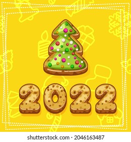 Merry Christmas and Happy New Year 2022, Christmas tree cookies