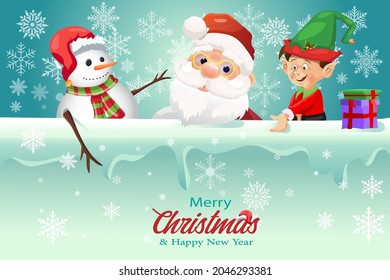 
Merry Christmas and happy new year kids greeting card
