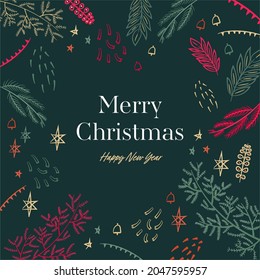 Merry Christmas and Happy New Year banner. Christmas poster, holiday banner, flyer, stylish brochure, greeting card.