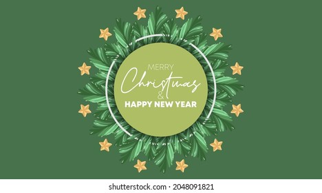 Merry christmas and happy new year greeting card illustration vector
