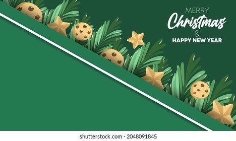 Merry christmas and happy new year greeting card illustration vector