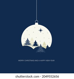 Merry Christmas and Happy new year background. Christmas Ball decorated with christmas tree,christmas ball and stars.Paper art vector illustration