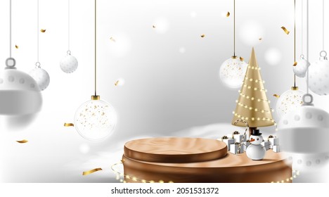 Merry Christmas and happy new year banner with decoration for christmas festival.