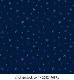 merry christmas and happy new year winter seasonal xmas seamless pattern with various stars, endless repeatable texture , vector illustration graphic