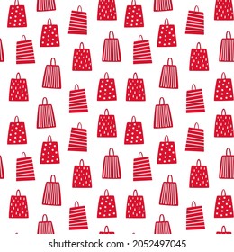 merry christmas and happy new year winter seasonal xmas seamless pattern with shopping bags, endless repeatable texture , vector illustration graphic