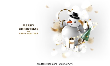 Merry Christmas and happy new year banner with decoration for christmas festival.