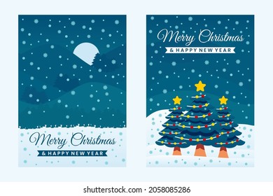 Merry Christmas and Happy New Year greeting, Banner design template with Christmas tree