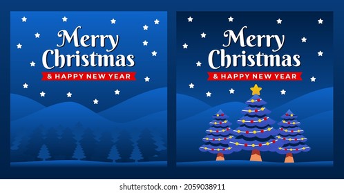 Merry Christmas and Happy New Year greeting, Banner design template with Christmas tree