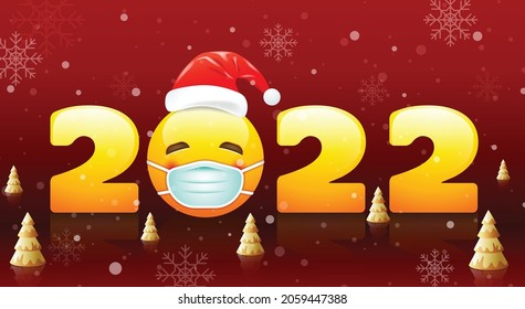 Merry Christmas  Happy new year 2022, New normal, cartoon character