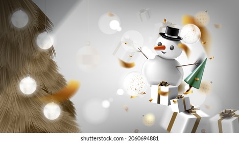 Merry Christmas and happy new year banner with decoration for christmas festival.
