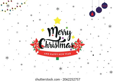 Merry Christmas and Happy New Year background for Greeting cards. Feliz Navidad Tipografía. Merry Christmas Calligraphic Lettering Vector illustration.