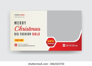 Merry Christmas Happy New Year Fashion Sale Landing Page Web Banner Template Design