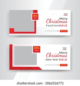 Merry Christmas Happy New Year Fashion Sale Social Media Time Line Set Banner Template Design