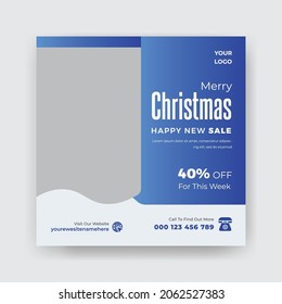 Merry Christmas Happy New Year Fashion Sale New Collection Offer Social Media Post Web banner template Or Square Web Banner 