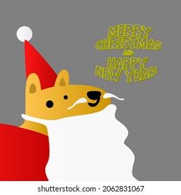 merry christmas and happy new year 2022 with dog vector illustration