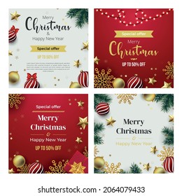 Merry Christmas and Happy New Year special offer banner set