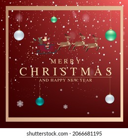 Merry Christmas And Happy New Year With Santa Hanging Balls Snowflake