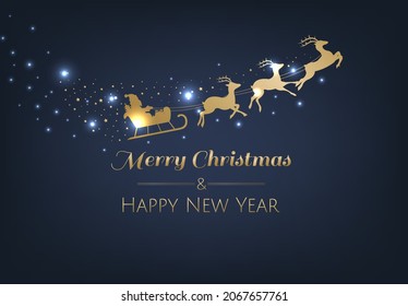 Merry Christmas And Happy New Year Card With Gradient Mesh, Vector Illustration