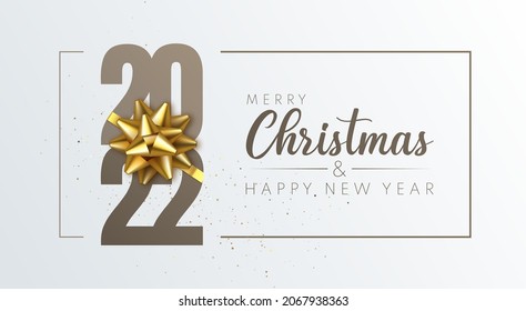 Merry Christmas and Happy New Year banner. 2022 vector background. Christmas greeting card.