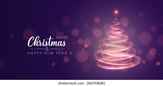Merry Christmas and Happy New Year banner. 2022 vector background. Christmas greeting card.