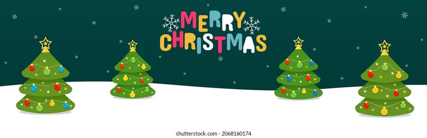 Merry Christmas and Happy new year. Christmas tree in night time to show product with snowfall. Vector illustration