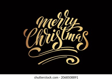 Merry Christmas and Happy New Year hand lettering calligraphy. Vector holiday illustration element. Typographic element for congratulations.