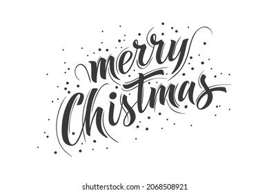 Merry Christmas and Happy New Year hand lettering calligraphy. Vector holiday illustration element. Typographic element for congratulations.