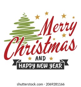 Merry christmas and happy new year lettering background, Christmas background design