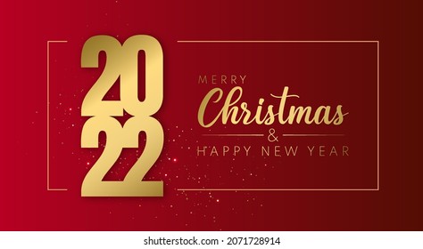 Merry Christmas and Happy New Year banner. 2022 vector background. Christmas greeting card.