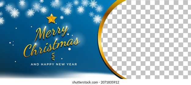 Merry Christmas And Happy New Year Banner Design. Editable Modern Banner With Place For The Photo. Usable For Banner, Card, Cover, Header, And Web.