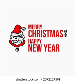 Merry Christmas and Happy New Year Greeting Illustration with Santa Vector Template