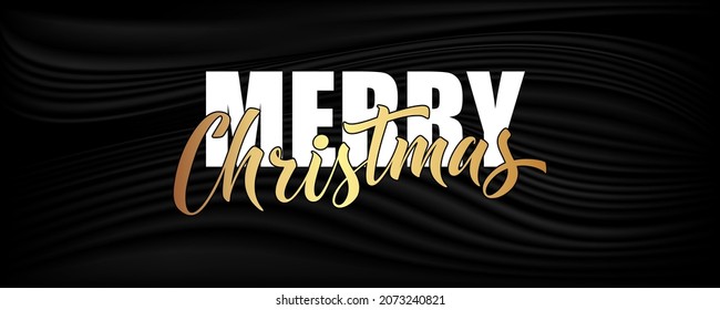 Merry Christmas and Happy New Year hand lettering calligraphy. Vector holiday illustration element. Typographic element for banner, congratulations.
