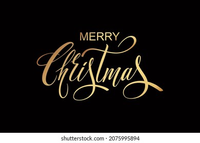 Merry Christmas and Happy New Year hand lettering calligraphy. Vector holiday illustration element. Typographic element for congratulations.