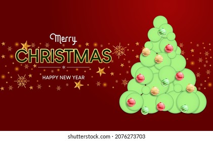 Merry christmas and Happy new year wallpaper design and Creative tree design 