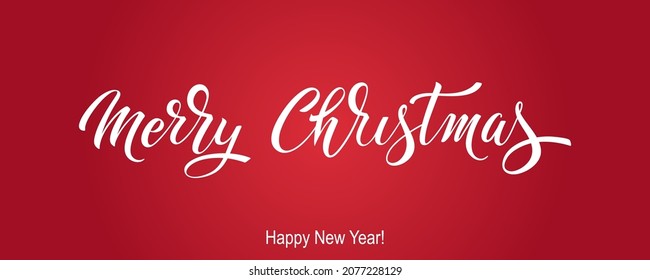 Merry Christmas and Happy New Year hand lettering calligraphy. Vector holiday illustration element. Typographic element for congratulations.