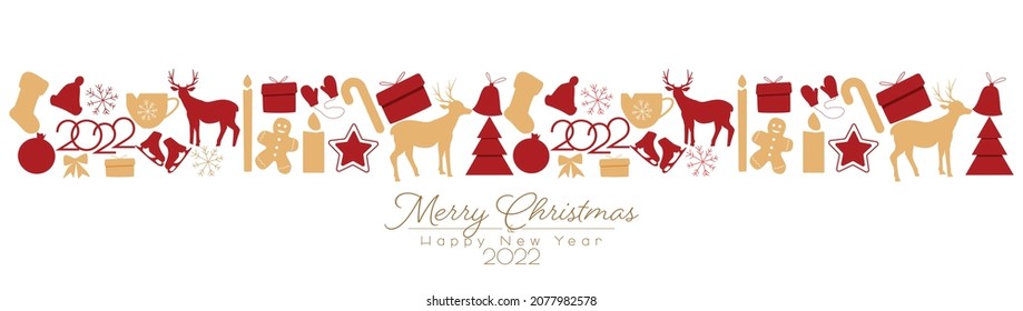 Merry Christmas and Happy New Year 2022 banner.
