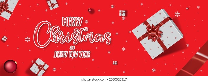 Merry Christmas and Happy New Year banner . 