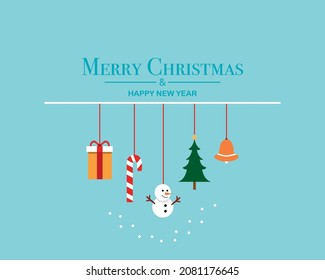 Merry Christmas Happy New Year Simple Flat