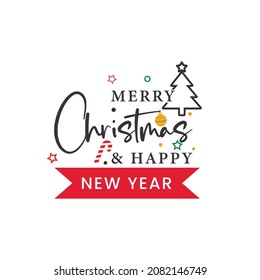 Merry Christmas, Happy new year, greeting card, vector illustration design.
