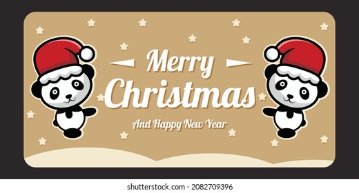merry christmas and happy new year cute panda banner