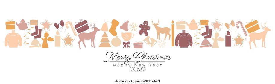 Merry Christmas and Happy New Year 2022 banner.