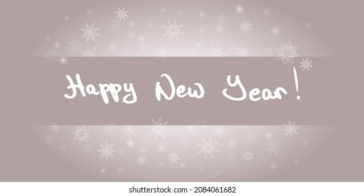 Merry Christmas. Happy New Year. The inscription with delicate openwork snowflakes. Christmas background, snow, banner design, postcards.