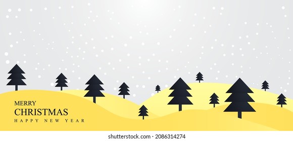 Merry Christmas and Happy New Year, Happy New Year Banner Design, Christmas Background Banner Template Design, Social Media Poster, Christmas Natural Banner, Trees, Festival, and Winter Banner Design.