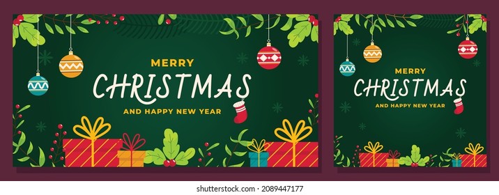 Merry christmas and happy new year card poster bundle pack